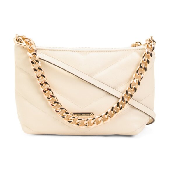 REBECCA MINKOFF Edie Quilted Leather Crossbody With Chain Accent - Picture 1 of 4